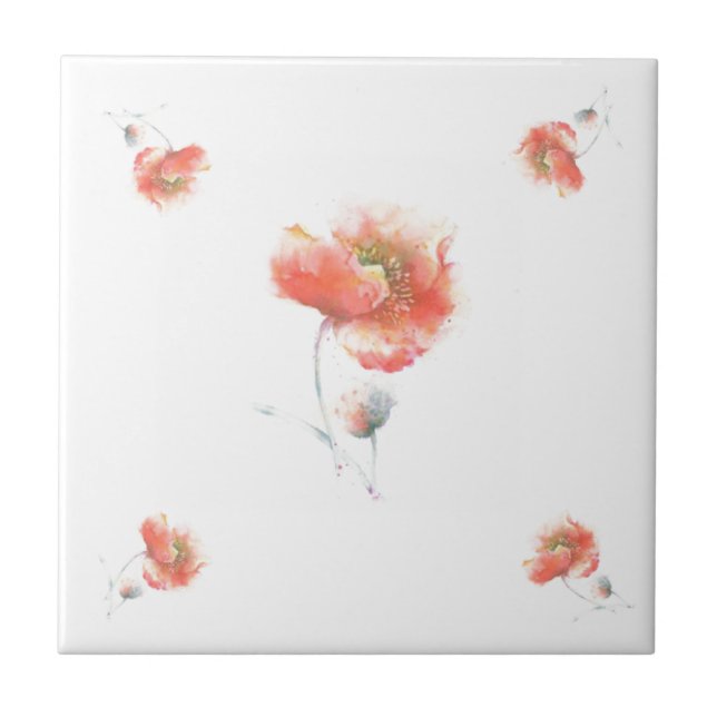 Poppy Ceramic Tile Painting (Front)