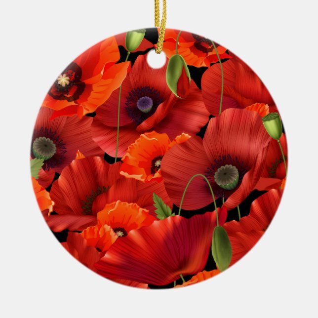 Poppy Ceramic Tree Decoration (Front)