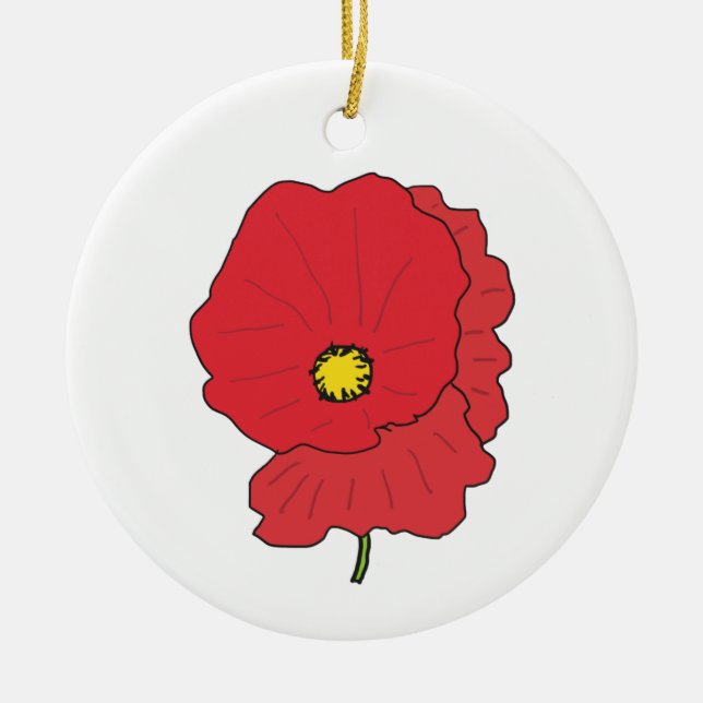 Poppy Ceramic Tree Decoration (Front)