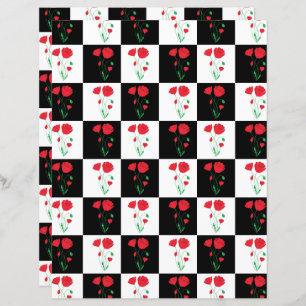 Poppy Checkerboard Scrapbook Paper