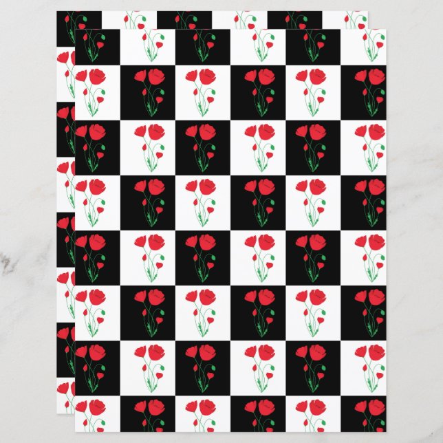 Poppy Chequerboard Scrapbook Paper (Front/Back)