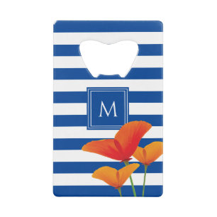 Poppy Chic Blue Stripes Monogram