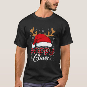 Poppy Claus Santa Hat Reindeer Red Plaid Matching  T-Shirt