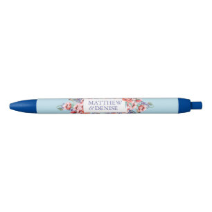 Poppy Collection with Spun Sugar Blue Background  Black Ink Pen