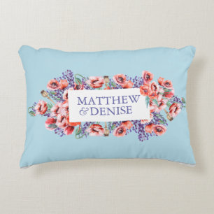 Poppy Collection with Spun Sugar Blue Background I Decorative Cushion