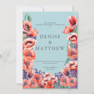 Poppy Collection with Spun Sugar Blue Background I Invitation