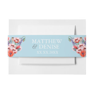 Poppy Collection with Spun Sugar Blue Background I Invitation Belly Band