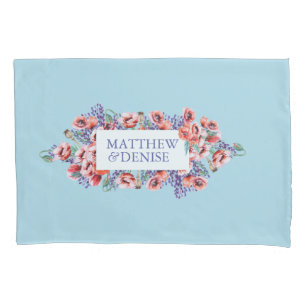 Poppy Collection with Spun Sugar Blue Background I Pillowcase