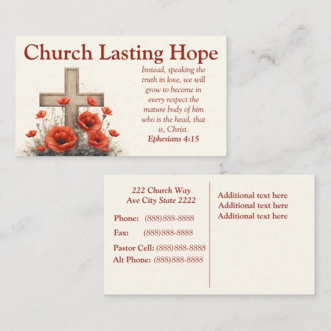 Poppy Custom Church Business Card (Front/Back)