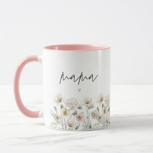 POPPY Cute Pastel Wildflower Floral Mama Mug (Left)