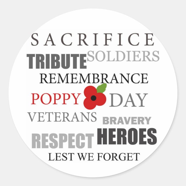 Poppy day words - Sticker (Front)