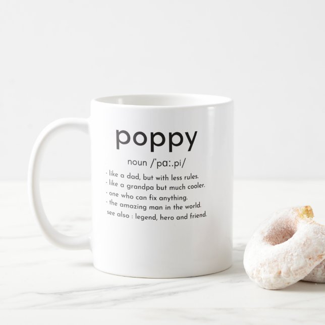 Poppy definition funny grandpa Father's day Coffee Mug (With Donut)