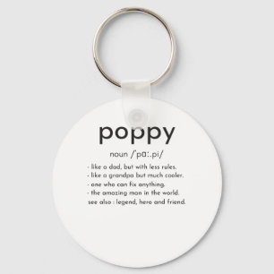 Poppy definition funny grandpa Father's day Key Ring