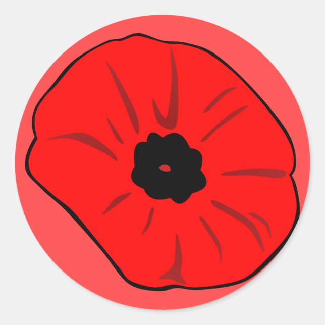 Poppy drawing classic round sticker (Front)