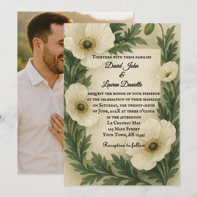 Poppy Drift Photo Wedding Invitation (Front/Back)
