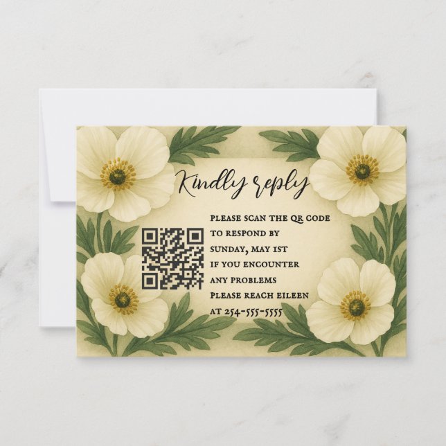 Poppy Drift QR Code RSVP Card (Front)