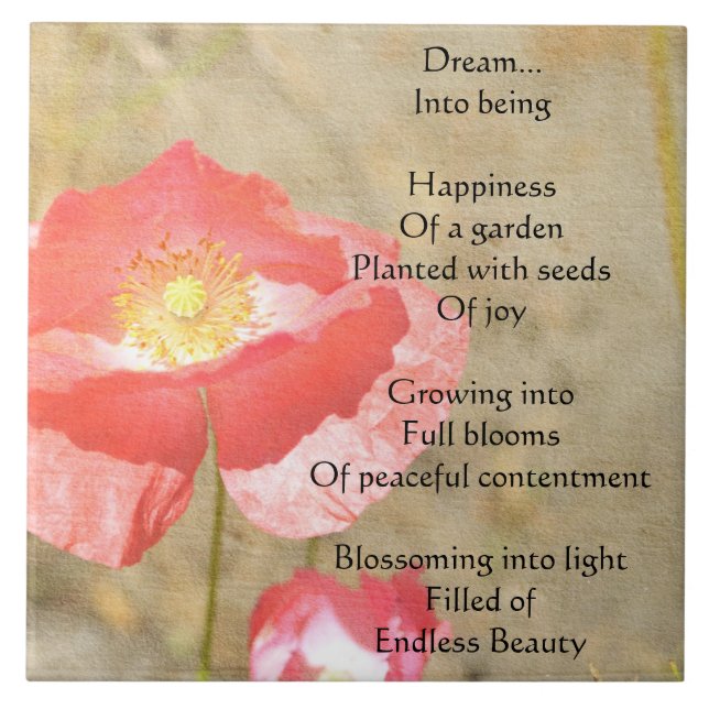 Poppy Expressions Happiness Poem Ceramic Tile (Front)