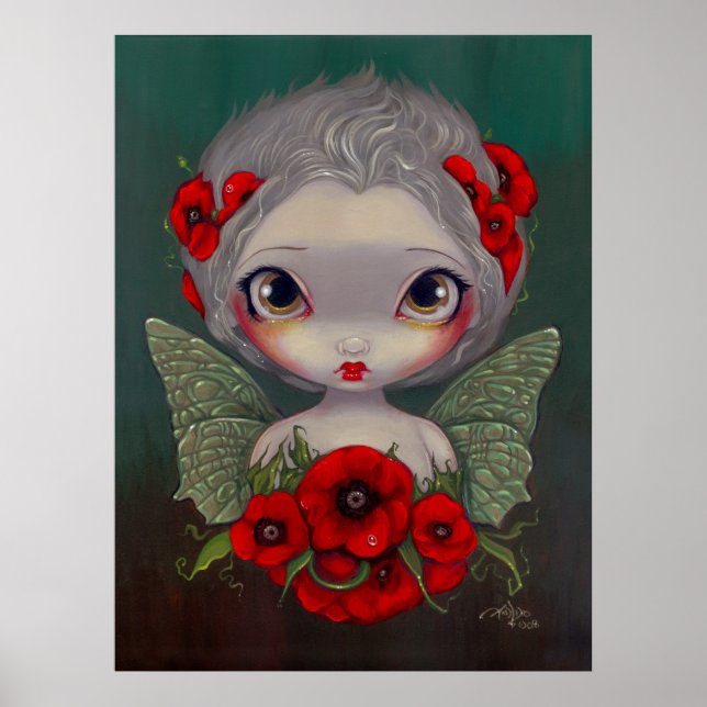 Poppy Fairy big eyed gothic fairy Art Print (Front)