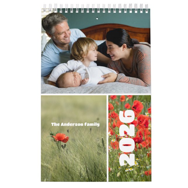 Poppy family photo for grandparents Calendar (Cover)