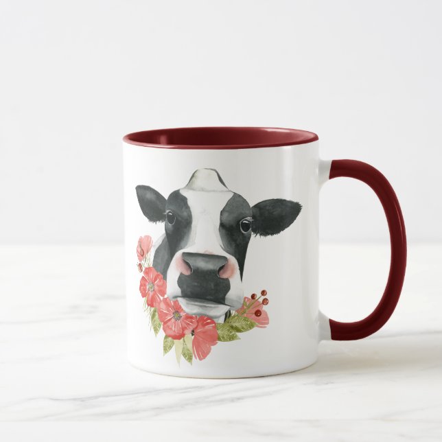 Poppy Farm - Cow with Flowers Mug (Right)