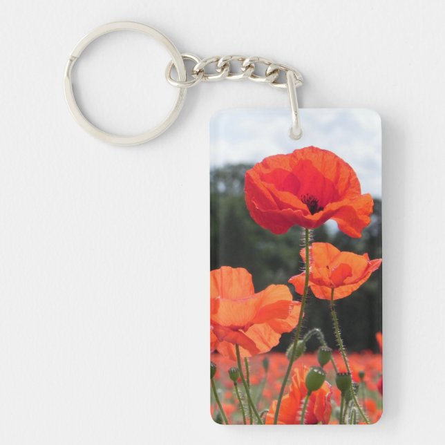 Poppy Field, beautiful blooms, Key Ring (Front)