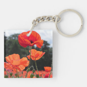 Poppy Field, beautiful blooms, Key Ring