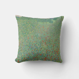 Poppy Field by Gustav Klimt Cushion