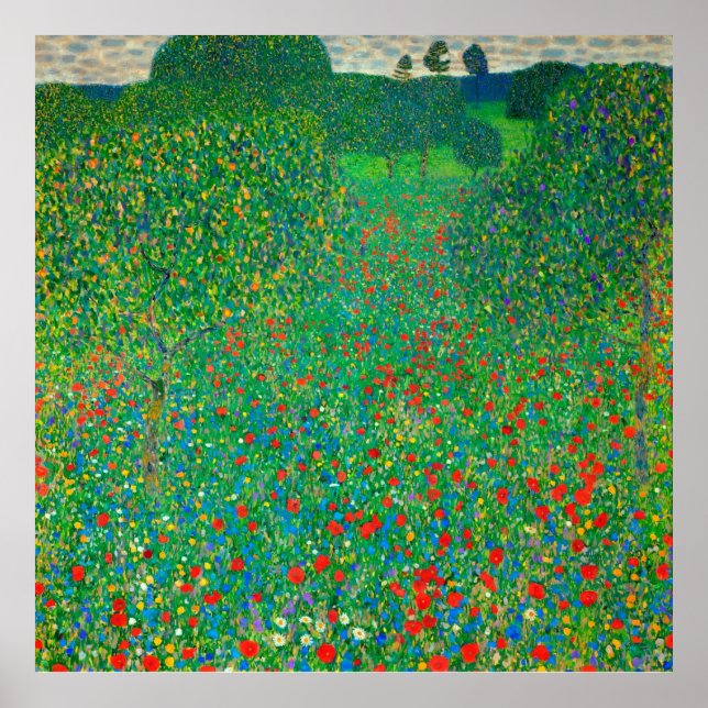 Poppy Field by Gustav Klimt Poster (Front)
