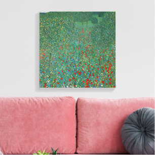 Poppy Field by Gustav Klimt, Vintage Art Nouveau Canvas Print
