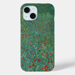Poppy Field by Gustav Klimt, Vintage Art Nouveau iPhone 15 Case