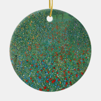 Poppy Field by Gustav Klimt, Vintage Art Nouveau Ceramic Tree Decoration