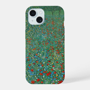 Poppy Field by Gustav Klimt, Vintage Art Nouveau iPhone 15 Case