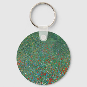 Poppy Field by Gustav Klimt, Vintage Art Nouveau Key Ring