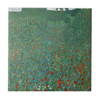 Poppy Field by Gustav Klimt, Vintage Art Nouveau Tile