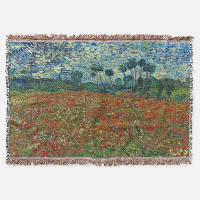 Poppy Field by Vincent Van Gogh Throw Blanket (Front)