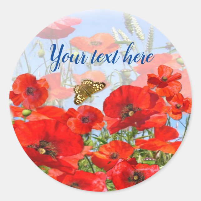 Poppy Field Classic Round Sticker (Front)