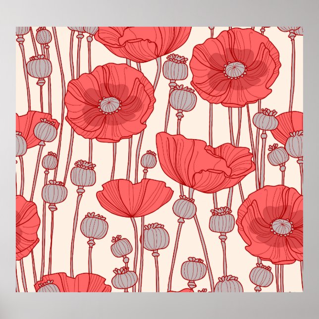 Poppy Field Dance: Seamless Floral Rhapsody Poster (Front)
