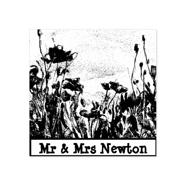 Poppy Field Fine Art Rubber Stamp, Letter, invite Rubber Stamp (Imprint)