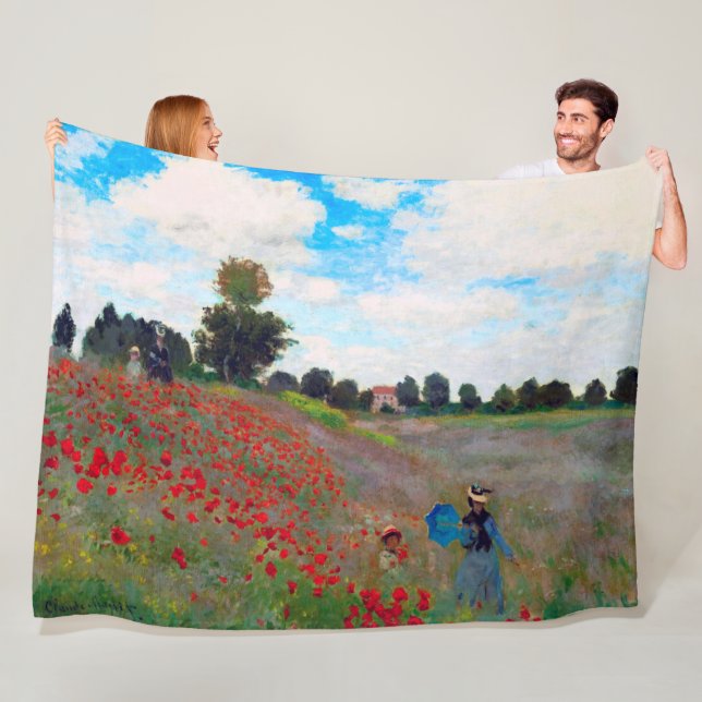 Poppy Field, Monet Fleece Blanket (In Situ)