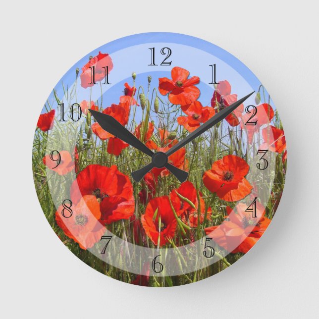 Poppy Field Round Clock (Front)