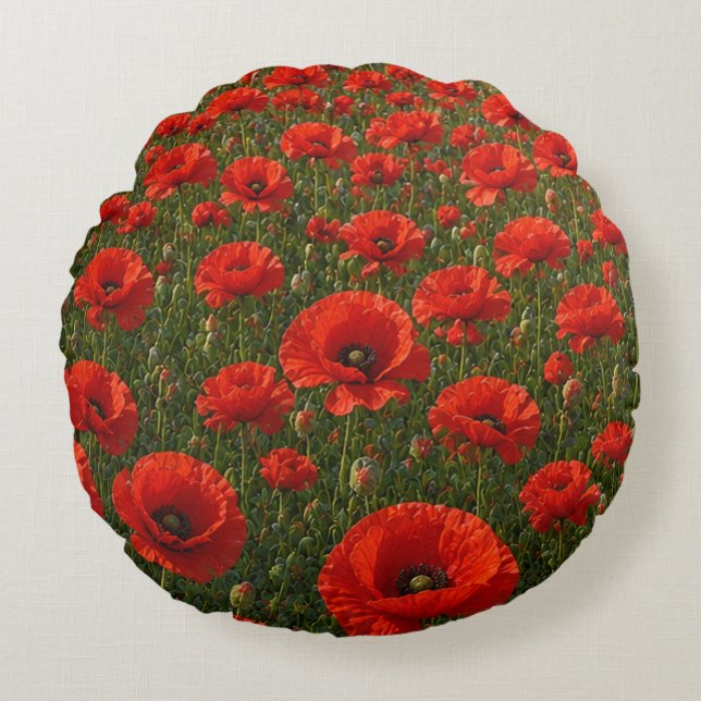 Poppy Field   Round Cushion (Front)