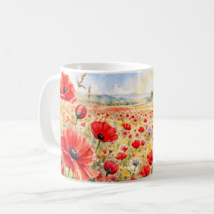 Poppy Field - Watercolour Poppy Coffee Mug