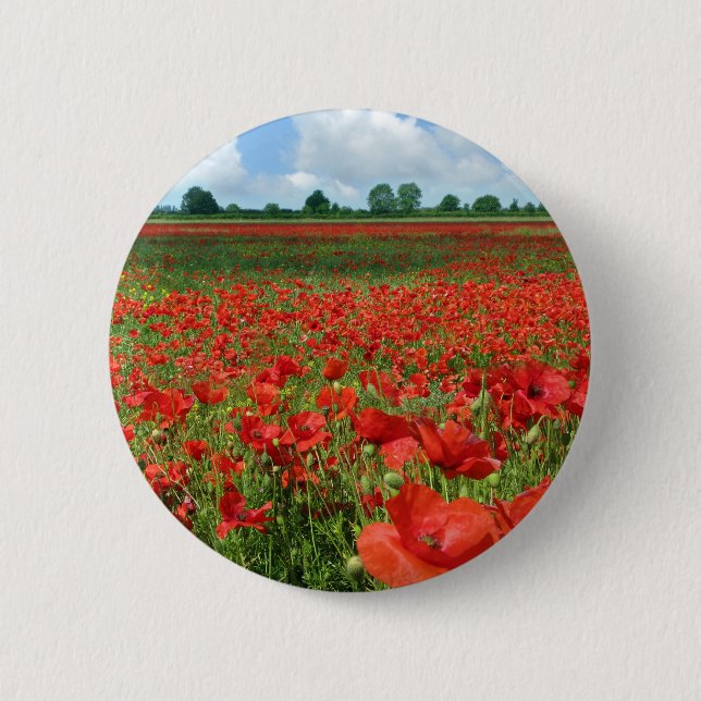 Poppy Fields 6 Cm Round Badge (Front)