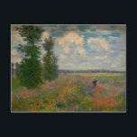 Poppy Fields Claude Monet Fine Art Postcard<br><div class="desc">This postcard features artwork painted by the brilliant French Impressionist painter, Claude Monet. The work featured on this postcard was completed in the late 1873. Claude Monet painted “en plein air”, which means he painted outside. He painted what he saw in front of him in nature. This painting features some...</div>