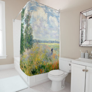 Poppy Fields near Argenteuil by Claude Monet Shower Curtain