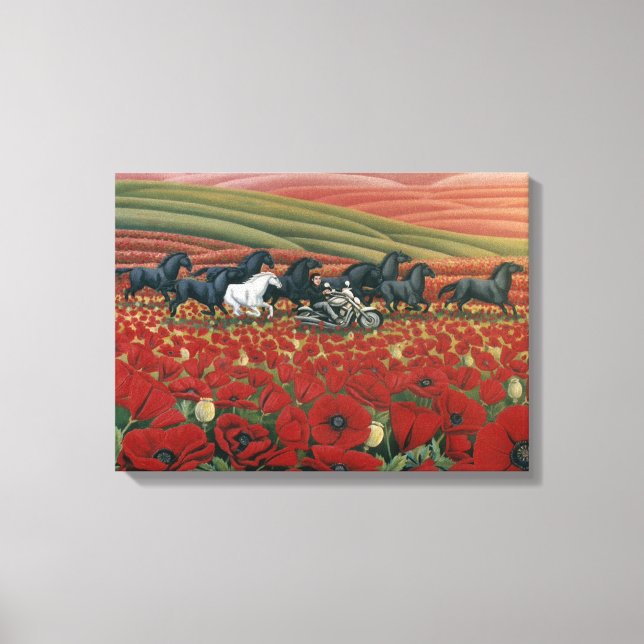Poppy Fields Painting Wild Horses & Bikers Prints (Front)