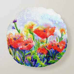 Poppy Fields Round Cushion