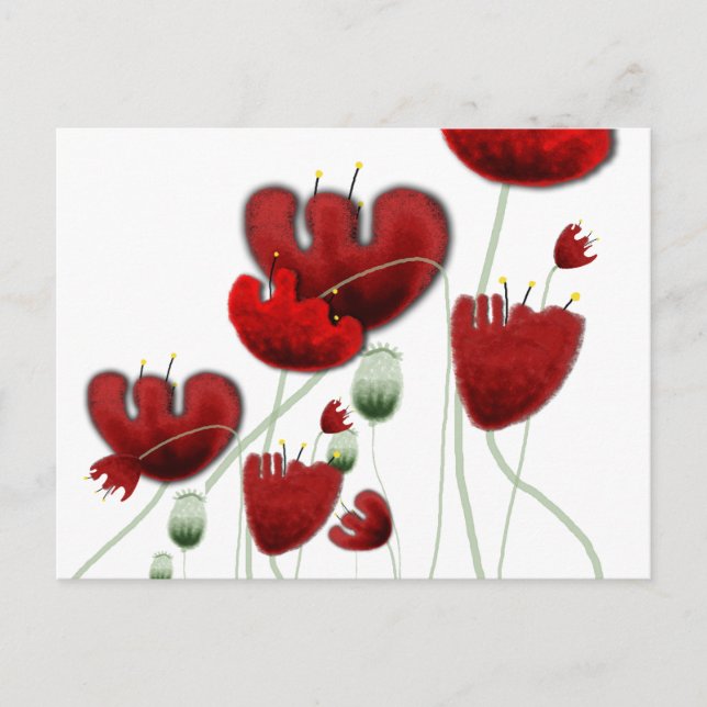 Poppy flora landscape red romantic dolce postcard (Front)