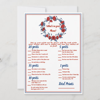 Poppy Floral Baby Shower 2x Games Invitation