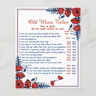 Poppy Floral Baby Shower Old Wives Tale Game